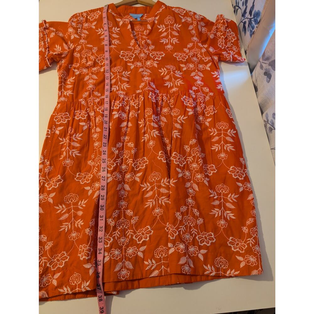 Draper James Simone Dress Floral Embroidered Ruffle Mini Cotton Red Size XL - Picture 11 of 11